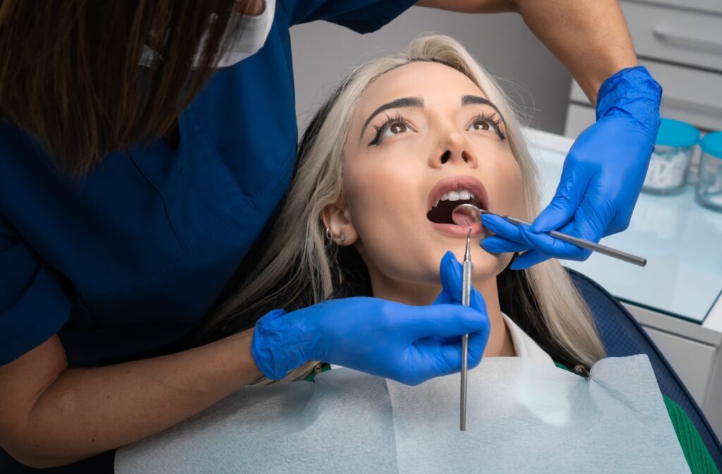A person undergoing a dental exam